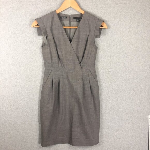 Banana Republic Woven in Italy Grey Structured Career Dress Size 2 - Picture 1 of 9
